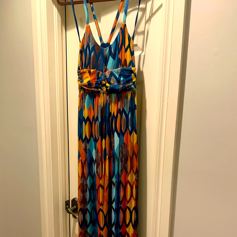 Mauve Multicolor Geometric Maxi Dress
